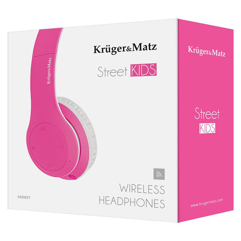Căști audio Bluetooth pentru copii Street Kids roz Kruger Matz KM0657