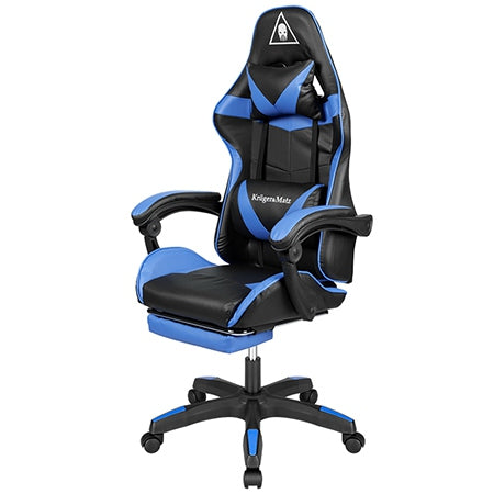 Scaun gaming GX-150 negru-albastru din piele ecologică cu spătar reglabil la 145° Kruger Matz KM0790-BL