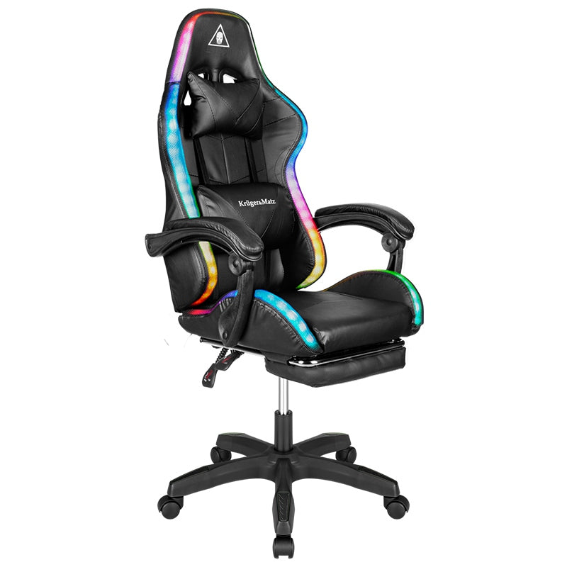 Scaun gaming GX-150 negru cu iluminare LED din piele ecologică Kruger Matz KM0790-BLED