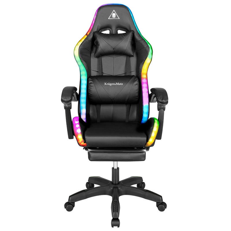 Scaun gaming GX-150 negru cu iluminare LED din piele ecologică Kruger Matz KM0790-BLED