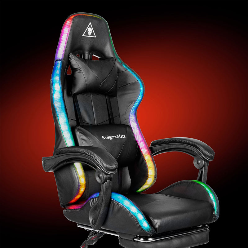 Scaun gaming GX-150 negru cu iluminare LED și masaj Kruger Matz KM0790-BLED+