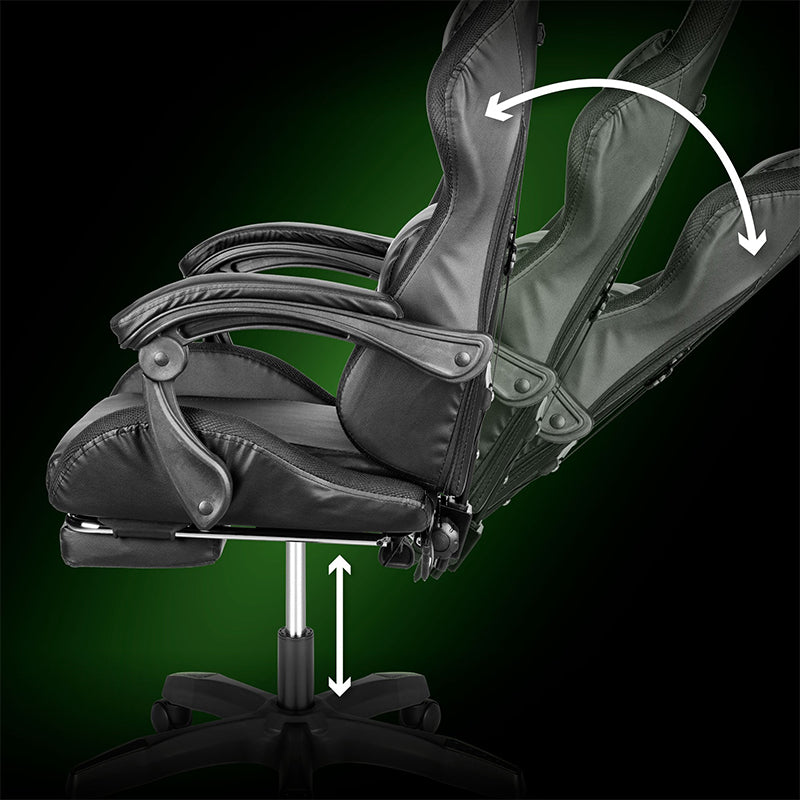 Scaun gaming GX-150 negru cu iluminare LED și masaj Kruger Matz KM0790-BLED+
