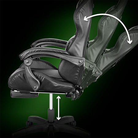 Scaun gaming GX-150 negru cu iluminare LED și masaj Kruger Matz KM0790-BLED+