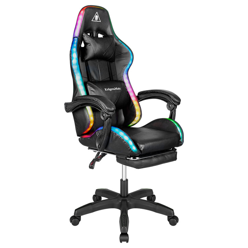 Scaun gaming GX-150 negru cu iluminare LED și masaj Kruger Matz KM0790-BLED+