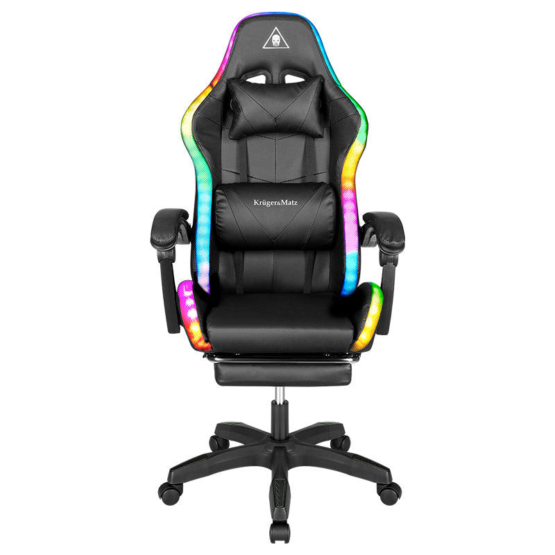 Scaun gaming GX-150 negru cu iluminare LED și masaj Kruger Matz KM0790-BLED+