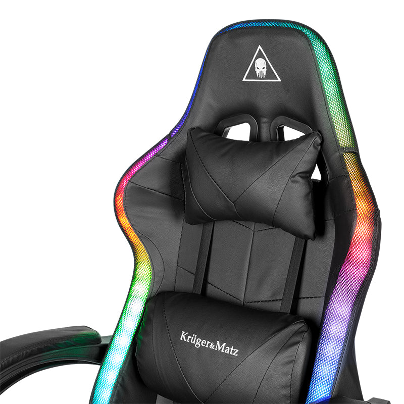 Scaun gaming GX-150 negru cu iluminare LED și masaj Kruger Matz KM0790-BLED+