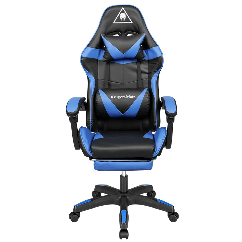 Scaun gaming GX-150 negru-albastru din piele ecologică cu spătar reglabil la 145° Kruger Matz KM0790-BL