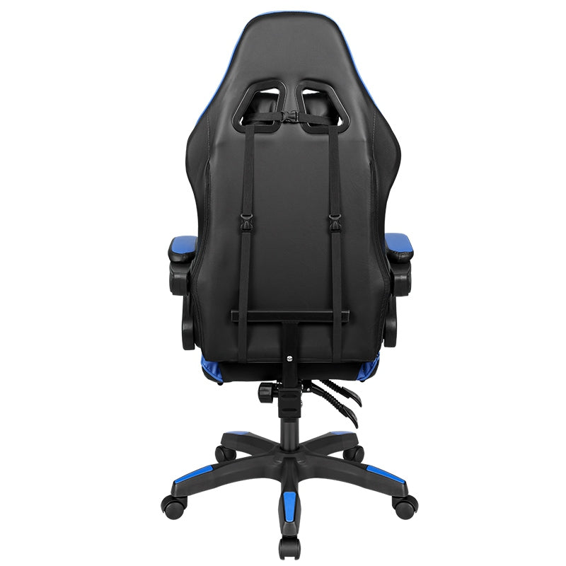Scaun gaming GX-150 negru-albastru din piele ecologică cu spătar reglabil la 145° Kruger Matz KM0790-BL