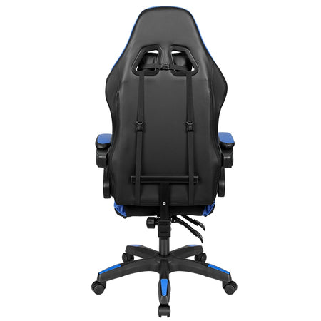 Scaun gaming GX-150 negru-albastru din piele ecologică cu spătar reglabil la 145° Kruger Matz KM0790-BL
