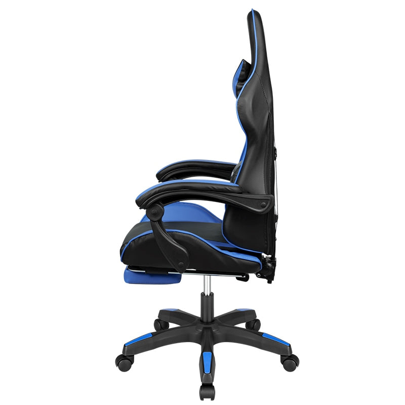 Scaun gaming GX-150 negru-albastru din piele ecologică cu spătar reglabil la 145° Kruger Matz KM0790-BL