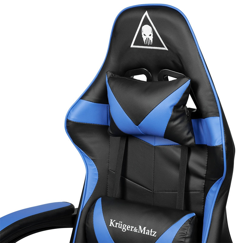 Scaun gaming GX-150 negru-albastru din piele ecologică cu spătar reglabil la 145° Kruger Matz KM0790-BL