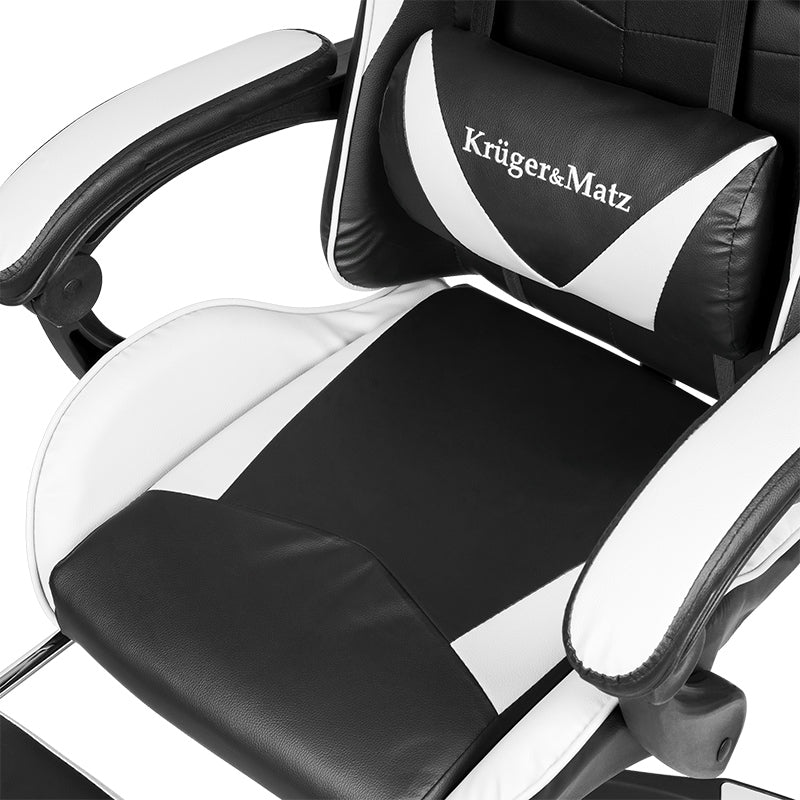 Scaun gaming GX-150 cu spătar reglabil la 145° și tapițerie din piele ecologică Kruger Matz KM0790-BW