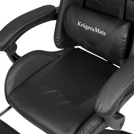 Scaun gaming GX-150 negru din piele ecologică cu spătar reglabil la 145° Kruger Matz KM0790-B