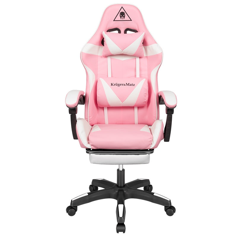 Scaun gaming GX-150 roz cu spătar reglabil și piele ecologică Kruger Matz KM0790-P