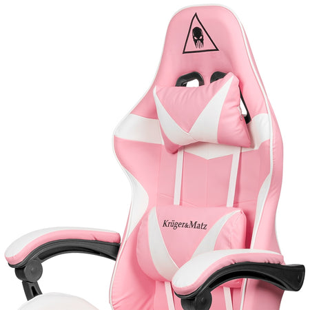 Scaun gaming GX-150 roz cu spătar reglabil și piele ecologică Kruger Matz KM0790-P