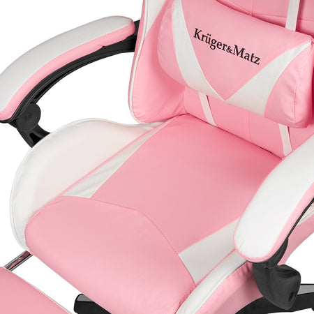 Scaun gaming GX-150 roz cu spătar reglabil și piele ecologică Kruger Matz KM0790-P