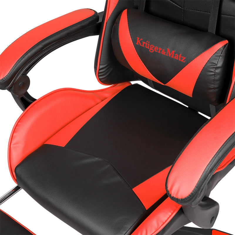 Scaun gaming GX-150 negru cu roșu din piele ecologică Kruger Matz KM0790-R