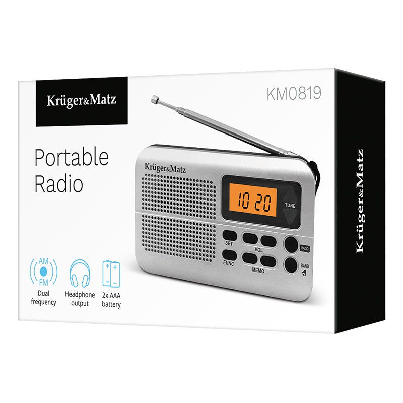 Radio portabil cu recepție AM/FM și memorie pentru 20 de stații Kruger Matz KM0819