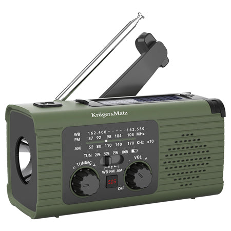 Radio multifuncțional solar cu powerbank 5000 mAh și lanternă Kruger Matz KM0836