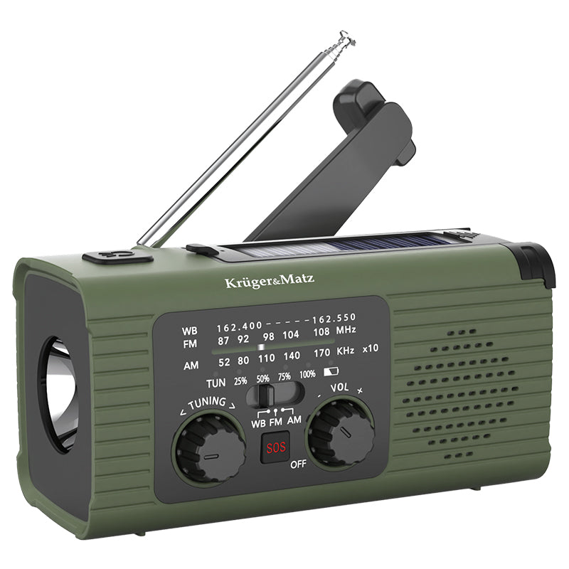 Radio multifuncțional solar cu powerbank 5000 mAh și lanternă Kruger Matz KM0836