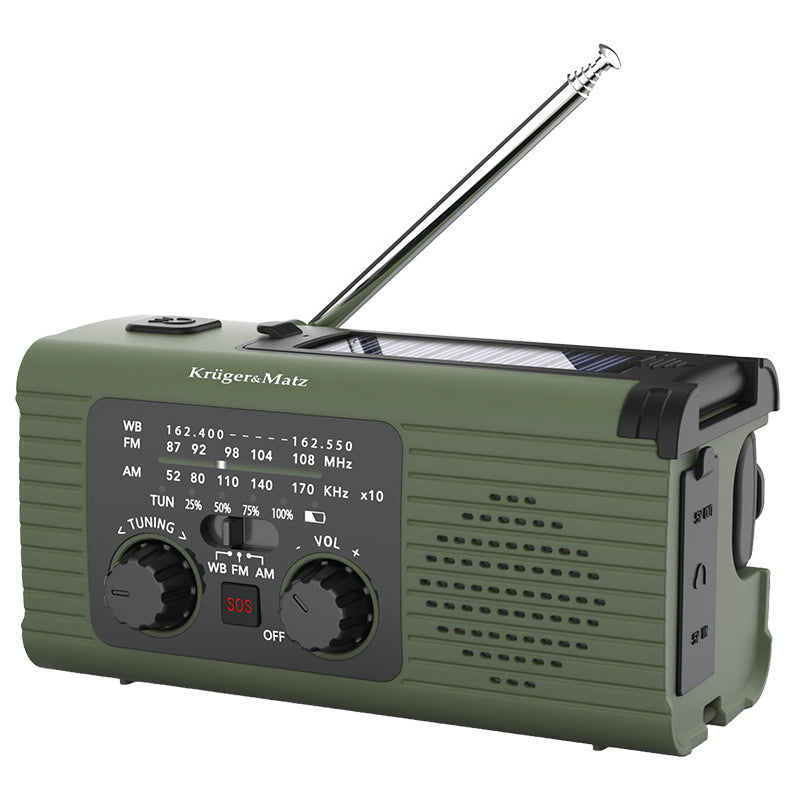 Radio multifuncțional solar cu powerbank 5000 mAh și lanternă Kruger Matz KM0836