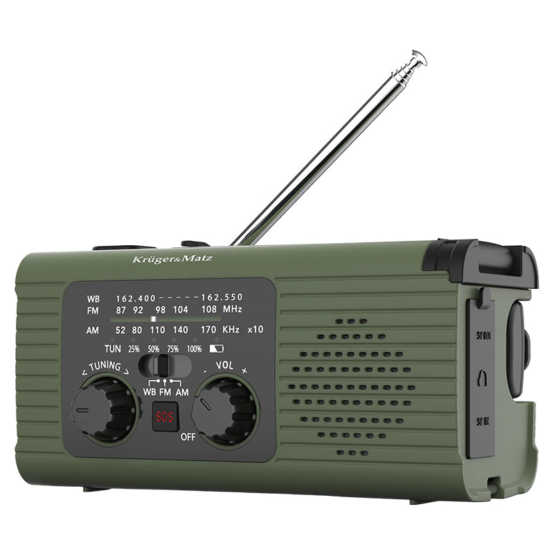 Radio multifuncțional solar cu powerbank 5000 mAh și lanternă Kruger Matz KM0836
