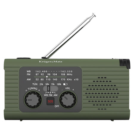 Radio multifuncțional solar cu powerbank 5000 mAh și lanternă Kruger Matz KM0836