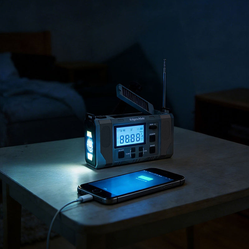 Radio multifuncțional solar cu lanternă și powerbank 10000 mAh Kruger Matz KM0838