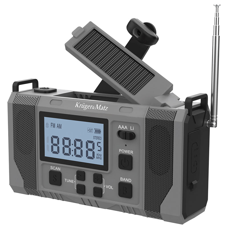 Radio multifuncțional solar cu lanternă și powerbank 10000 mAh Kruger Matz KM0838