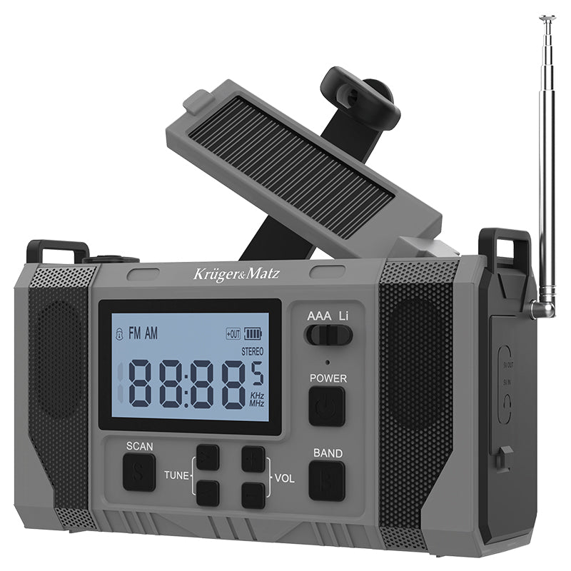 Radio multifuncțional solar cu lanternă și powerbank 10000 mAh Kruger Matz KM0838
