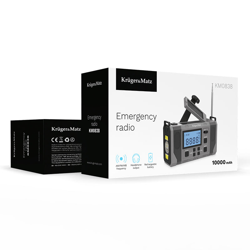 Radio multifuncțional solar cu lanternă și powerbank 10000 mAh Kruger Matz KM0838