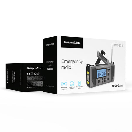 Radio multifuncțional solar cu lanternă și powerbank 10000 mAh Kruger Matz KM0838