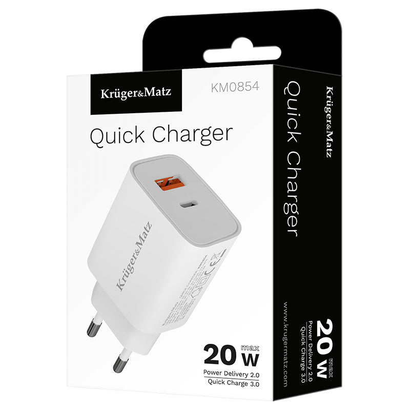 Încărcător retea GaN PD2.0 QC3.0 20W Kruger&Matz KM0854