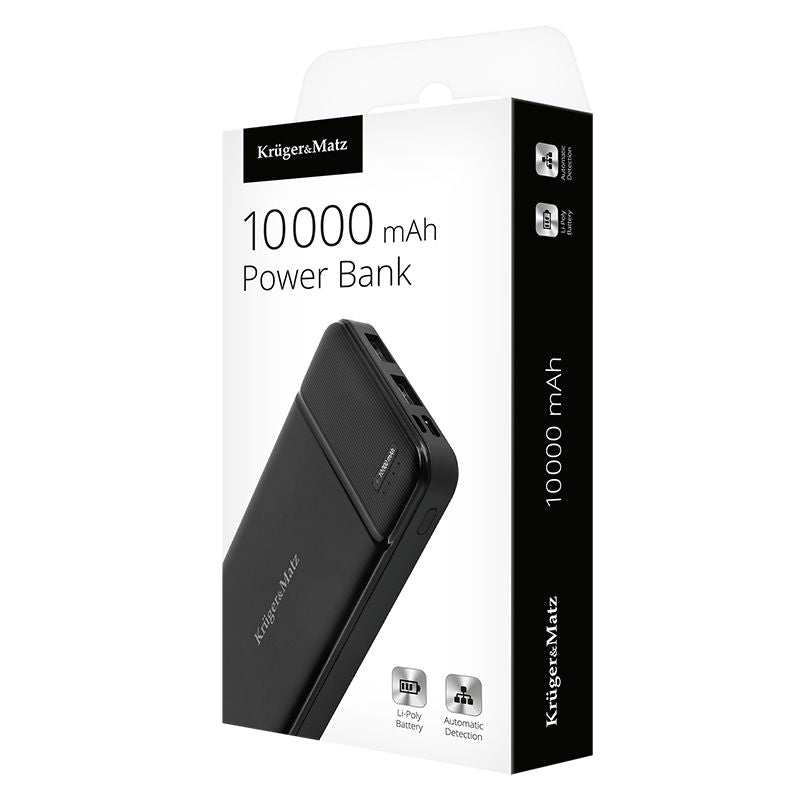 Baterie externă power bank 10000 mAh Li-Poly cu 2 porturi USB Kruger Matz KM0903
