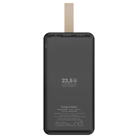 Baterie externă 30000 mAh Li-Poly cu USB-C și 2× USB-A Kruger Matz KM0907.1