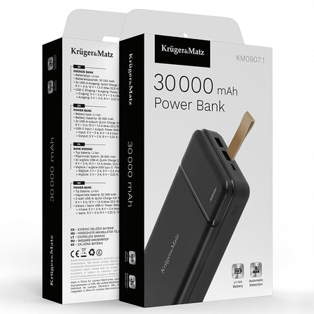 Baterie externă 30000 mAh Li-Poly cu USB-C și 2× USB-A Kruger Matz KM0907.1