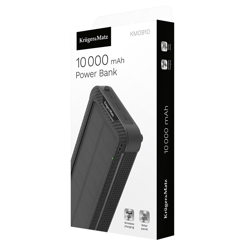 Baterie externă solară cu încărcare fără fir de 10000 mAh Kruger Matz KM0910
