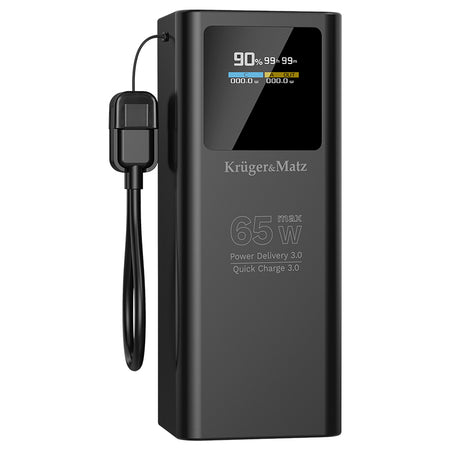 Baterie externă 20000 mAh Li-ion 65 W cu încărcare rapidă PD și QC Kruger Matz KM0914