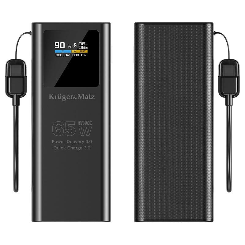 Baterie externă 20000 mAh Li-ion 65 W cu încărcare rapidă PD și QC Kruger Matz KM0914