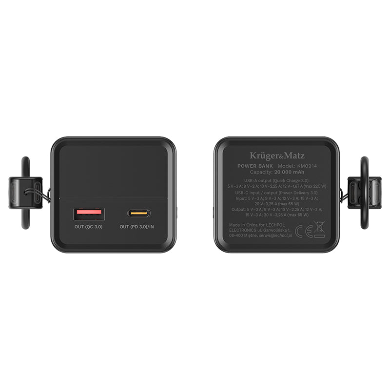 Baterie externă 20000 mAh Li-ion 65 W cu încărcare rapidă PD și QC Kruger Matz KM0914