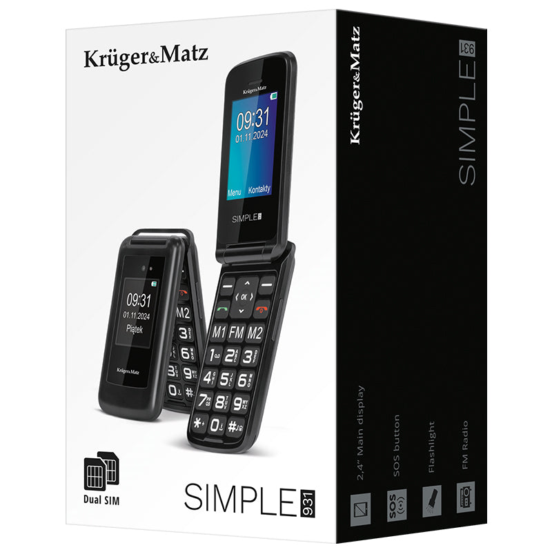 Telefon mobil GSM cu clapetă pentru seniori cu buton SOS Kruger Matz KM0931