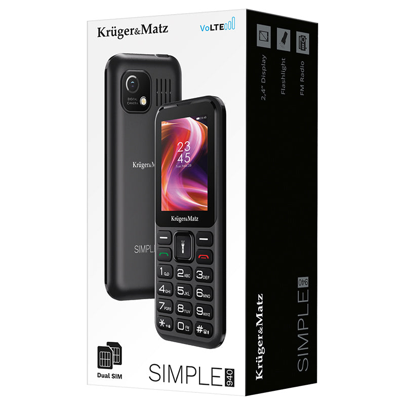 Telefon mobil GSM 4G cu ecran de 2,4 inch, Dual SIM și Bluetooth 5.1 Kruger Matz KM0940
