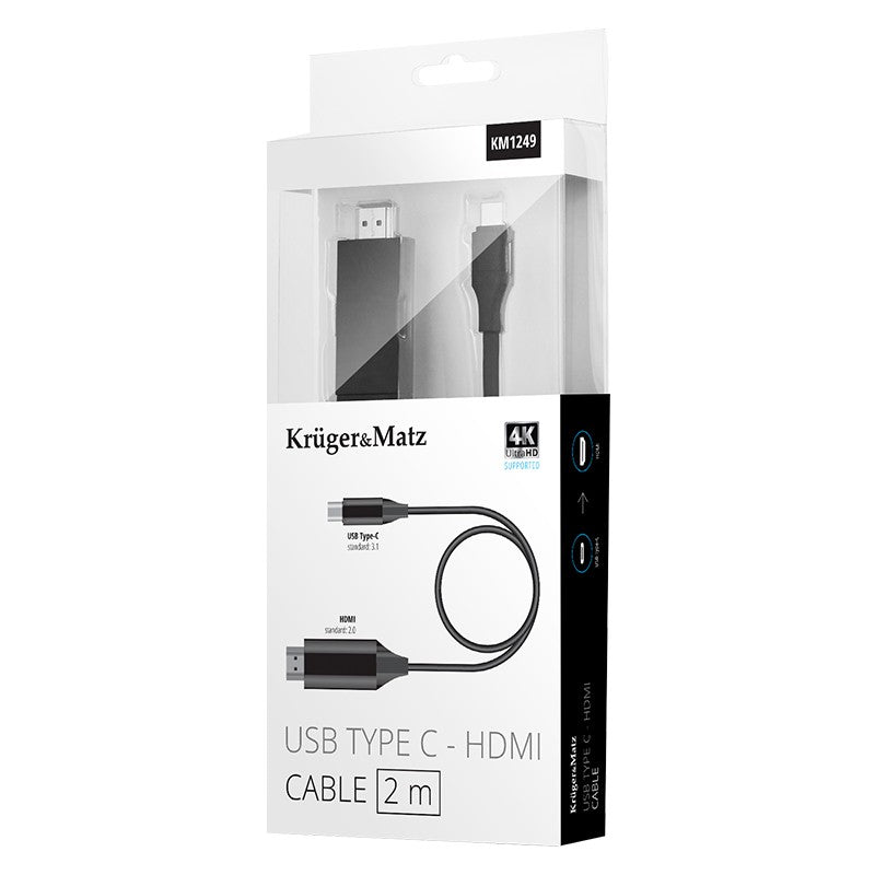 Cablu HDMI - USB Tip C de 2 m cu suport 4K Kruger Matz KM1249