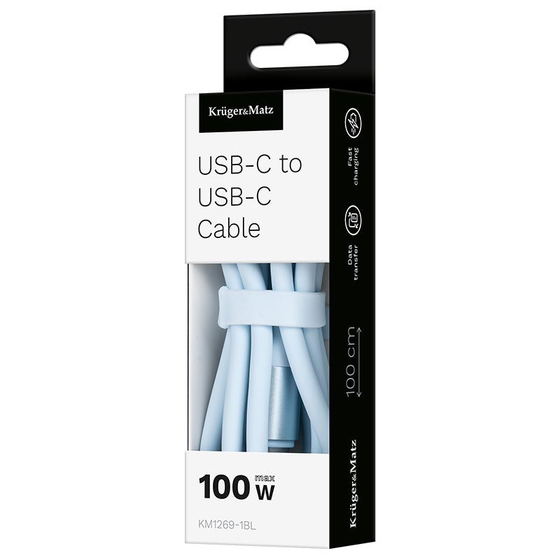 Cablu silicon USB TypeC - UUSB TypeC 100W 1m basic Kruger&Matz KM1269-1BL
