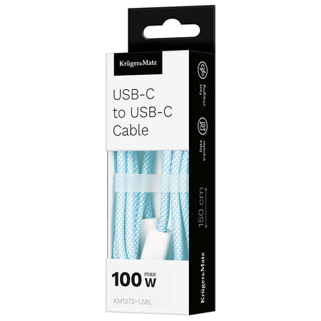Cablu USB TypeC - USB TypeC 100W 1.5m Kruger&Matz KM1272-1.5BL