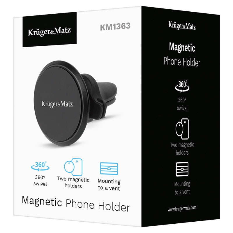 Suport auto grilă aerisire, ajustare 360°, magnetic, Kruger Matz KM1363