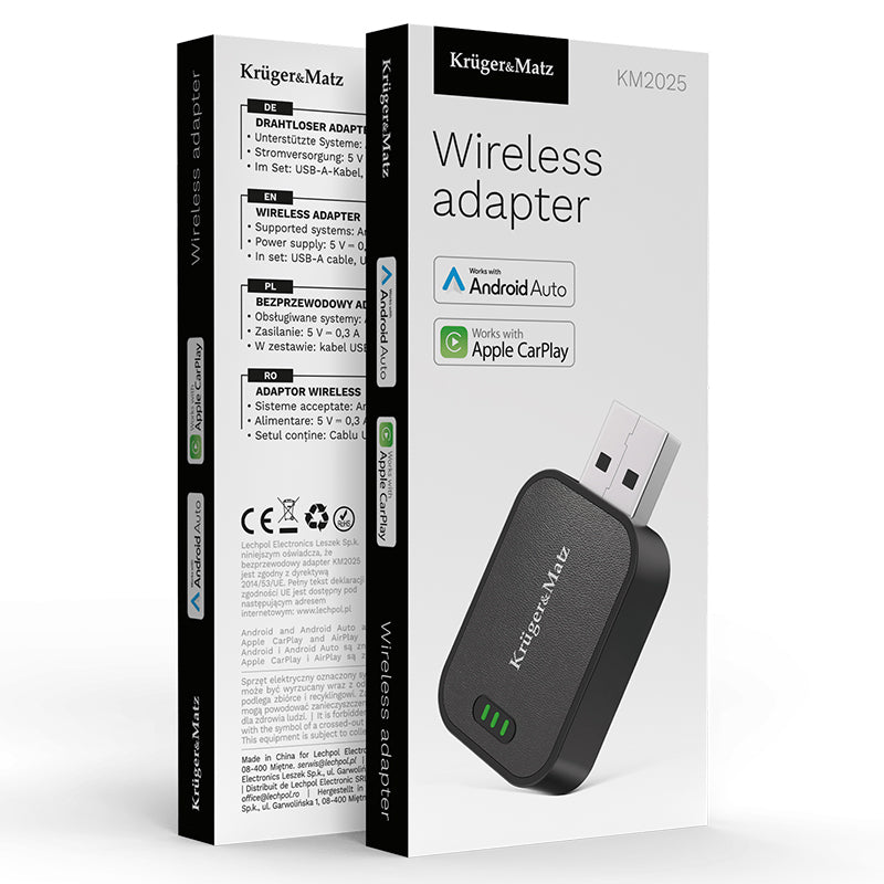 Adaptor wireless Android Auto CarPlay pentru mașină Kruger Matz KM2025