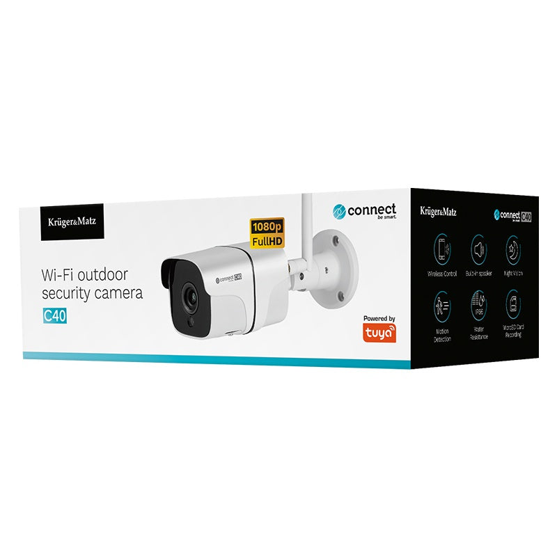 Cameră WiFi Connect C40 Tuya, 3 Mpx, IR, IP66, 192×58×58 mm, Kruger Matz KM2208