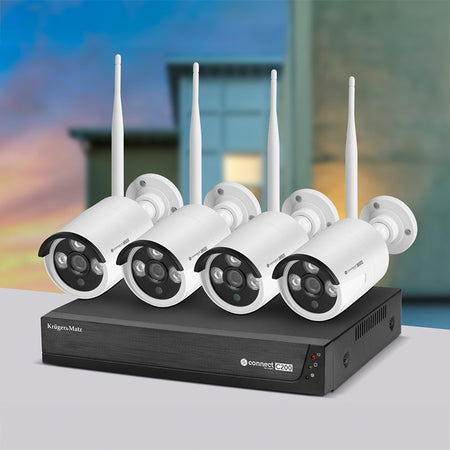 Kit supraveghere video Wi-Fi 6 cu NVR și 4 camere 1080p Tuya Kruger Matz KM2240-1
