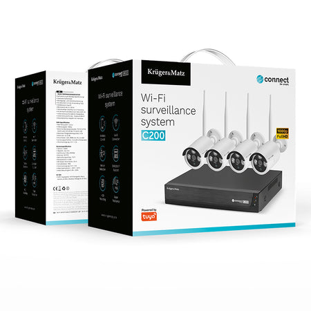 Kit supraveghere video Wi-Fi 6 cu NVR și 4 camere 1080p Tuya Kruger Matz KM2240-1